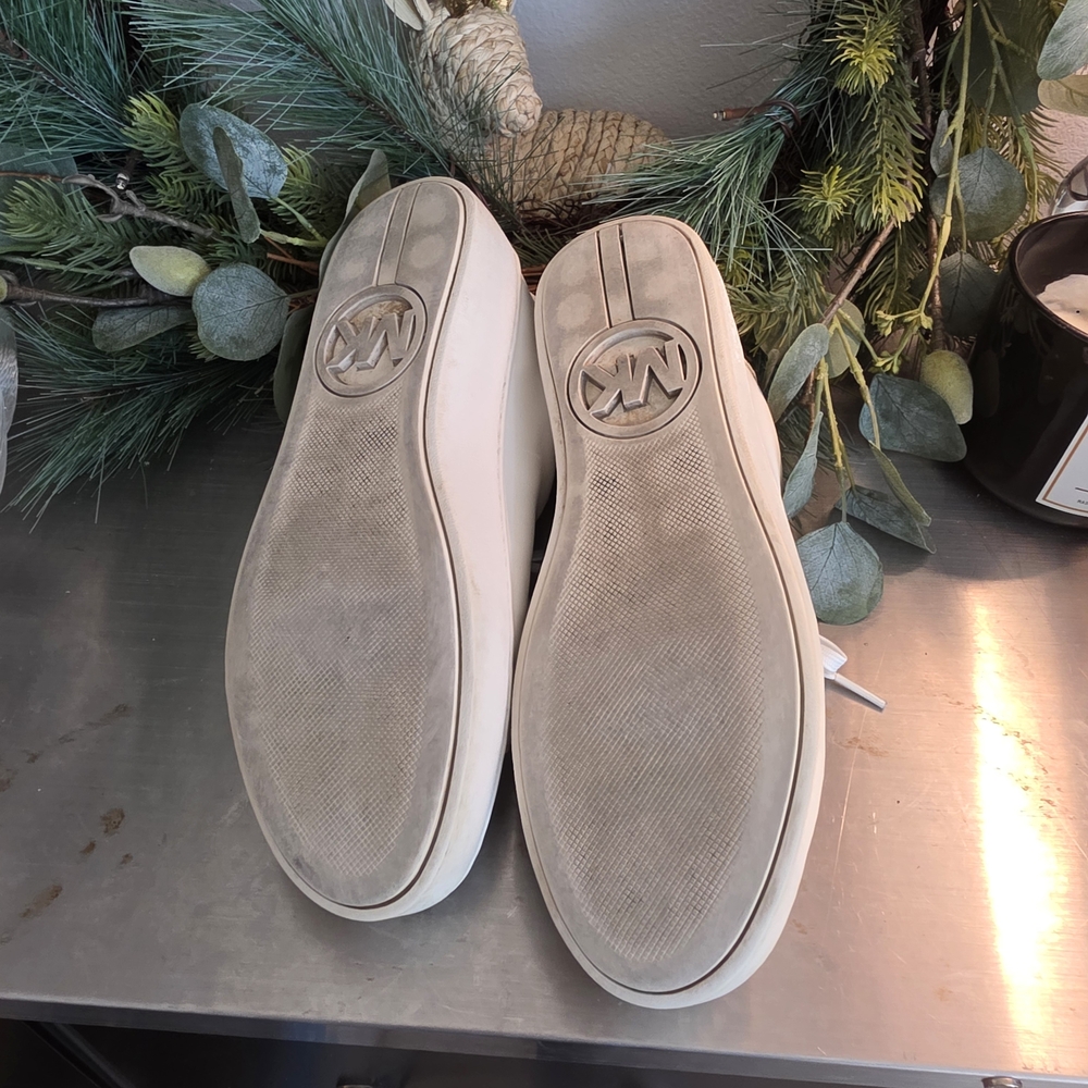 MOVING SALE Michael Kors White Leather MK Logo Sneakers - Picture 5 of 5